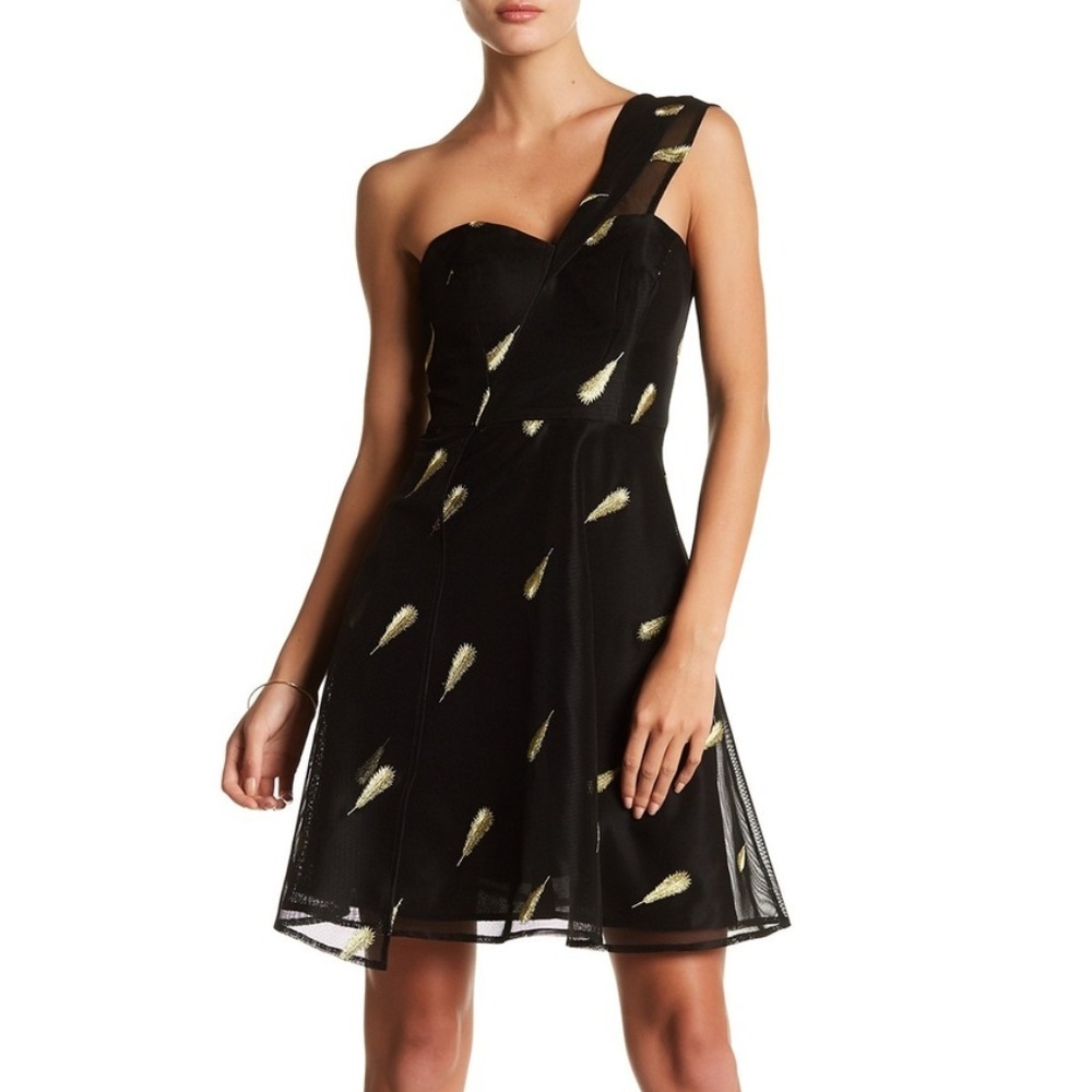Lumier Embroidered One-Shoulder Dress